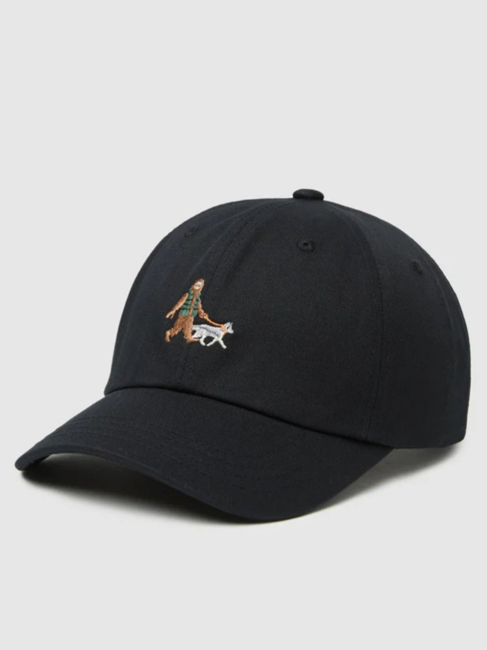 tentree Black Baseball Cap with Embroidered Walker & Dog